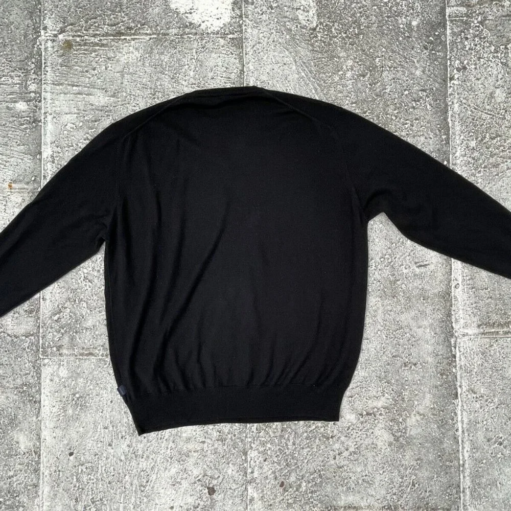 Valentino Men Sweater Black Long Sleeve Pull Over V Neck Size 56 XXL Authentic - Picture 4 of 9